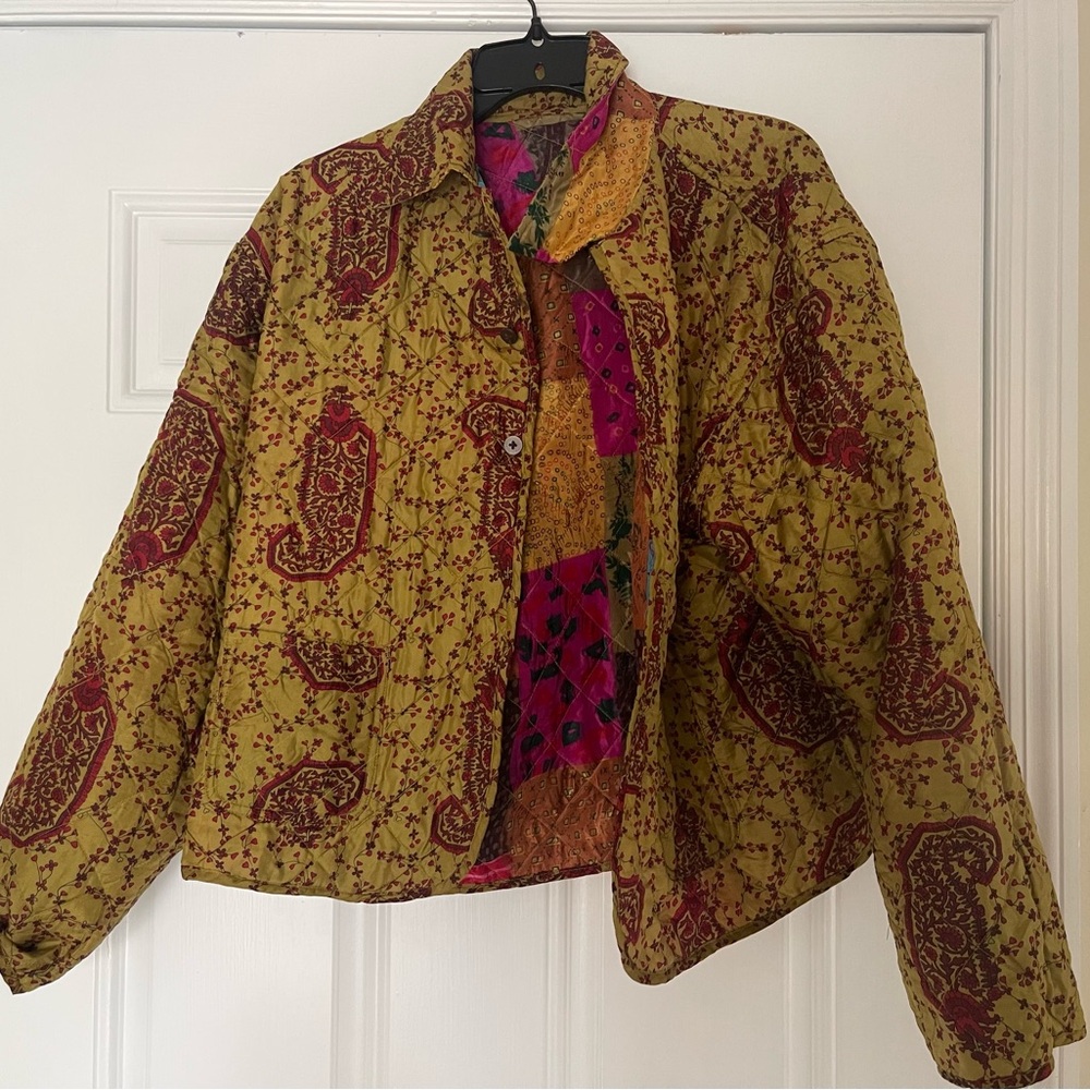 Vintage Quilted Reversible Patchwork Jacket In Si… - image 5